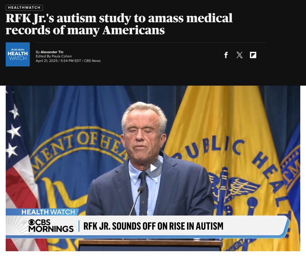 Headline: RFK Jr:'s autism study to amass medical records of many Americans