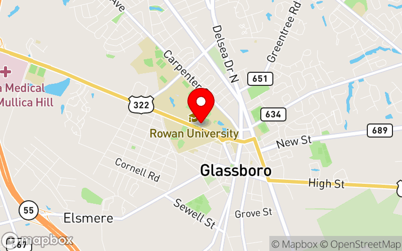 Map for Student Mental Health Conference at 201 Mullica Hill Road, Glassboro, NJ 08028