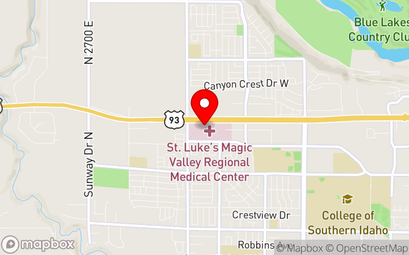 Map for ANNUAL CONVENTION 2024 at Oak Rooms, St. Luke's Magic Valley Medical Center, Twin Falls, ID 83301