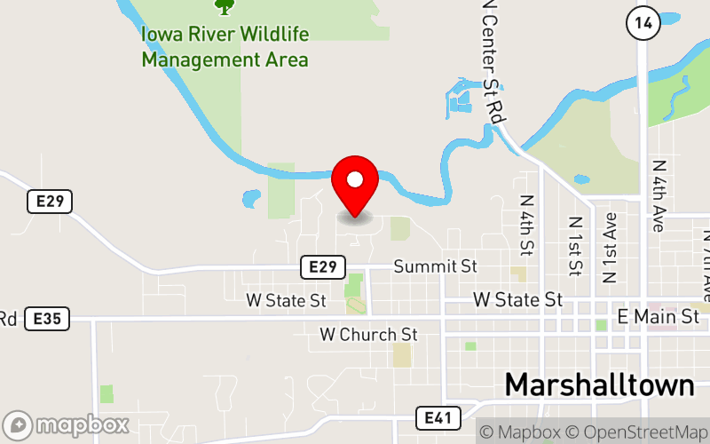 Map for Mental Health Issues in Dependent Adults at 1301 Summit St., Whitehill Auditorium, Marshalltown, IA 50158, United States