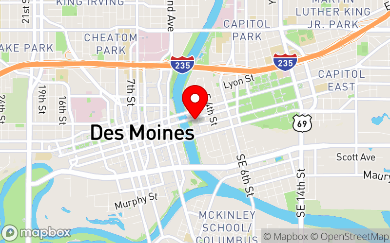 Map for NAMI Iowa 2024 Annual Conference at 101 E Locust Street, Des Moines, IA 50309