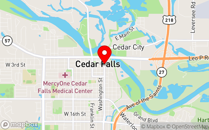 Map for Teach to Heal - Mental Health In Our Schools at Cedar Falls, IA Map for Teach to Heal - Mental Health In Our Schools at Cedar Falls, IA