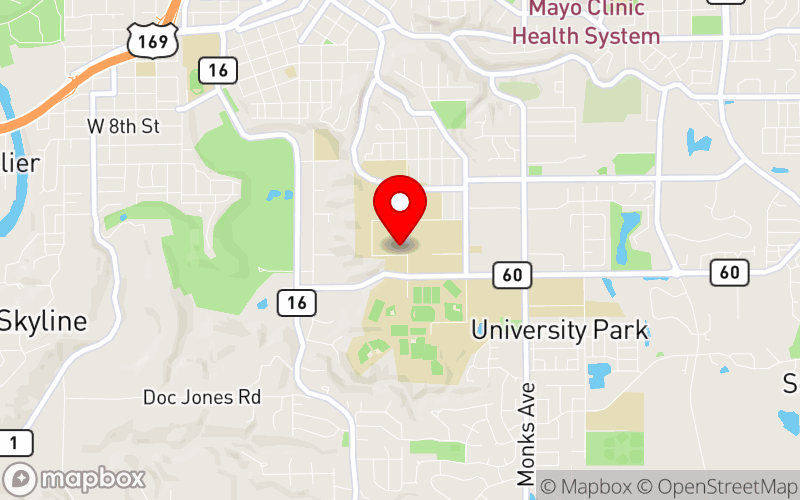 Map for SWMN Social Work 2024 Mental Health Live (in-person) CNE Conference at 620 West, S Rd, Centennial Student Union room 220, Mankato, MN 56001, United States