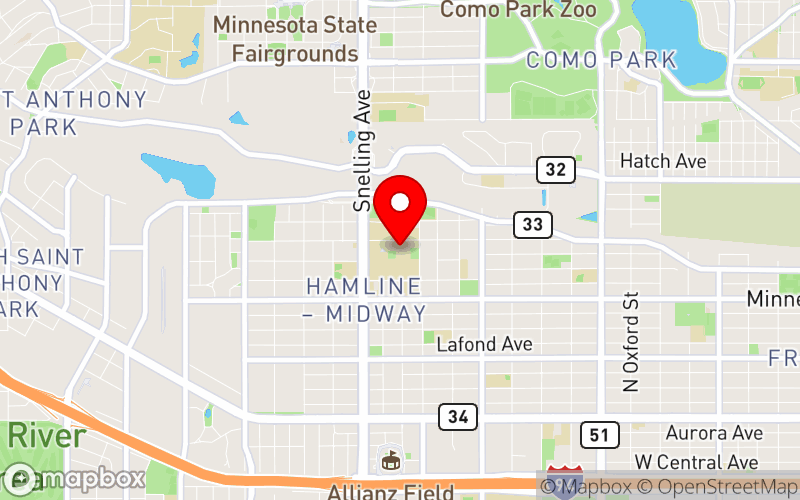 Map for Suicide Prevention Conference at 1492 Hewitt Ave, Saint Paul, MN 55104