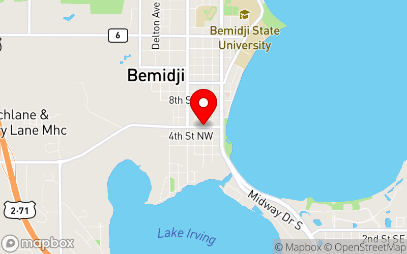 Map for Evergreen Annual Conference at Bemidji, MN