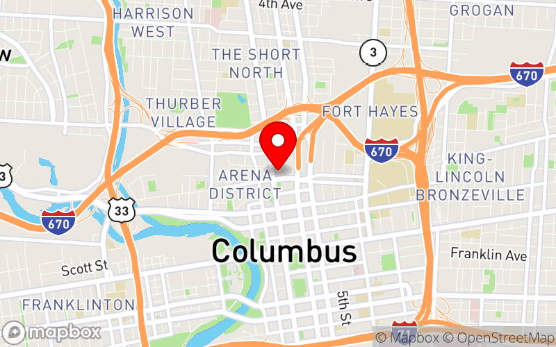 Map for Ohio’s 2024 Mental Health and Addiction Conference: Building the Systems of Care at 350 N High St, Columbus, OH 43215