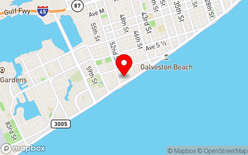 Map for Texas Society of Psychiatric Physicians 68th Annual Convention and Scientific Program at 5222 Seawall Blvd, Galveston, TX 77551