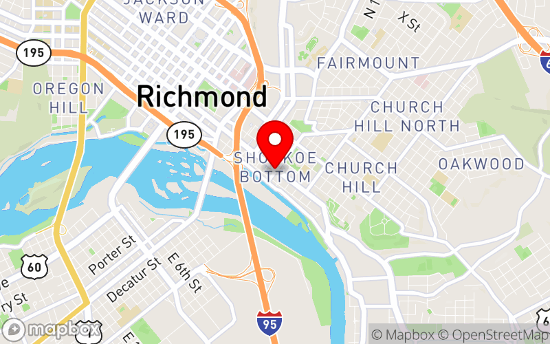 Map for 2024 VACBP Winter Conference at 501 East Broad Street, Richmond, VA 23219, United States