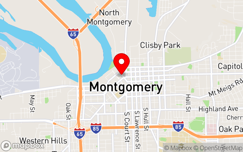 Map for 2025 aPA Mid-Winter Conference at 115 Coosa St, Montgomery, AL