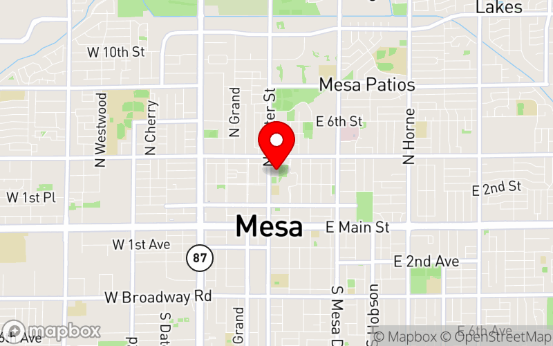 Map for 2025 Conference - School Social Work Association of Arizona at 263 N. Center Street, Mesa, AZ 85201