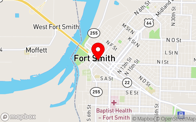 Map for Motivate 2025 at Arkansas Colleges of Health Education, Fort Smith, AR