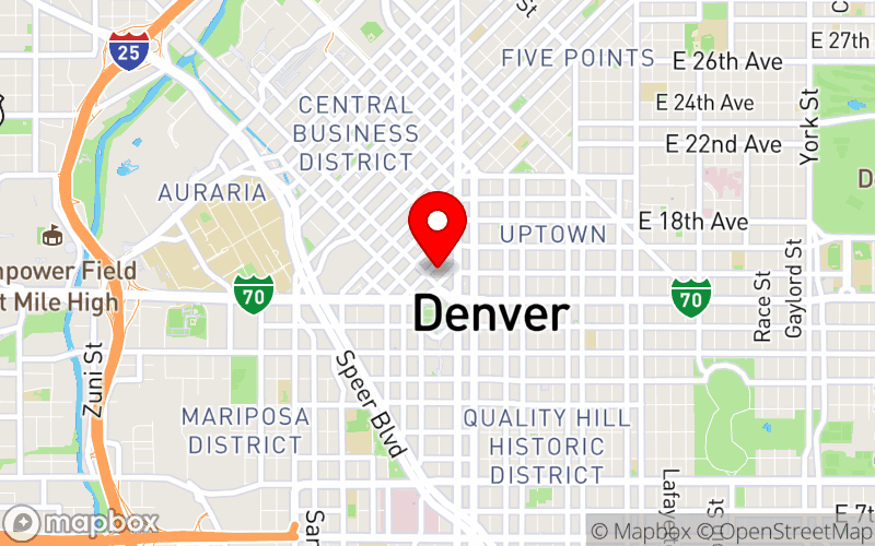Map for AHEAD 2025 – The 48th Annual Conference at 1550 Court Place, Denver, CO 80202