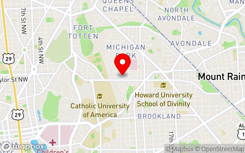 Map for 2025 DCMHCA Spring Conference at 821 Varnum St NE, Washington DC 20017