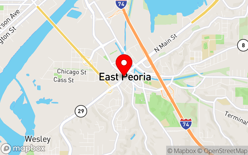 Map for 2025 Illinois Crisis Intervention Team (CIT) Conference at Embassy Suites, East Peoria, IL