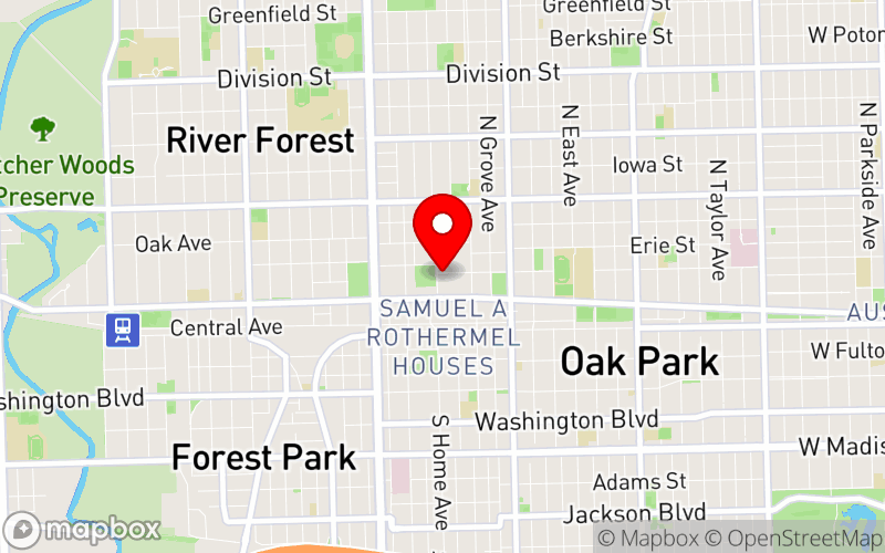 Map for 2025 IL-APT Conference at 178 Forest Ave, Oak Park, IL 60301