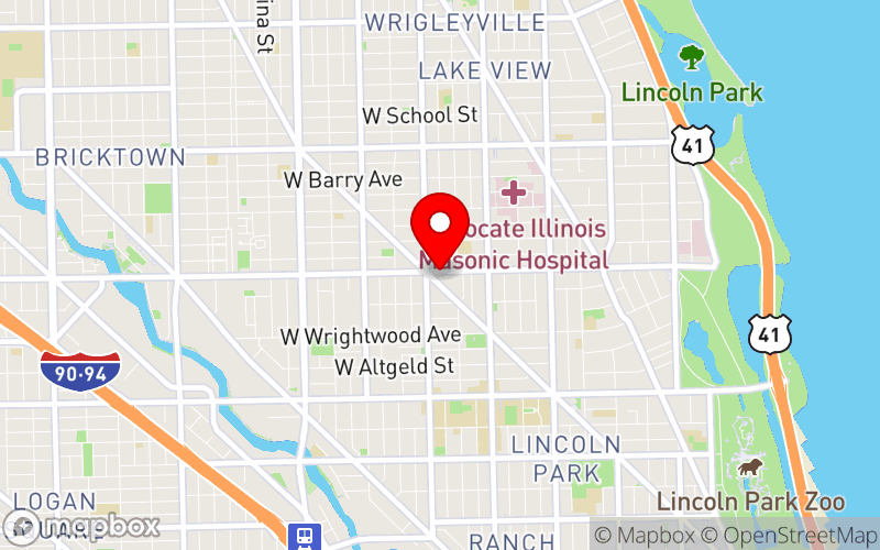 Map for Correctional Mental Health Care Conference 2025 at 1145 W. Diversey, Chicago, IL 60614