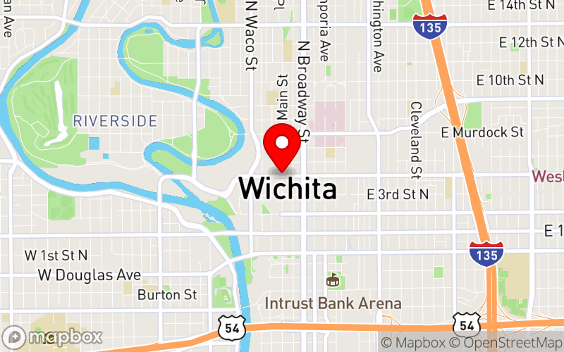 Map for 2025 Kansas Prevention Conference at Wichita, Kansas