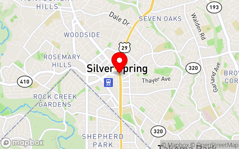 Map for MD-DCSAM 2025 Annual Conference at Silver Spring Civic Building at Veterans Plaza, Silver Spring, Maryland