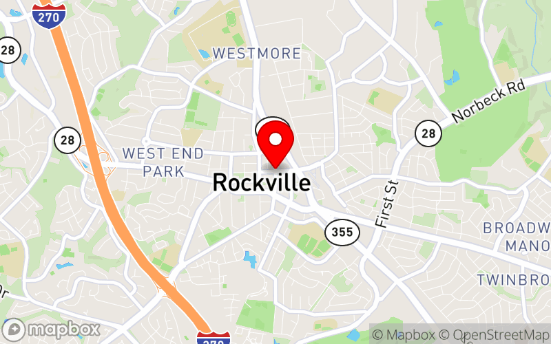 Map for April 2025 Weekend Conference at Rockville Hilton, Rockville, MD