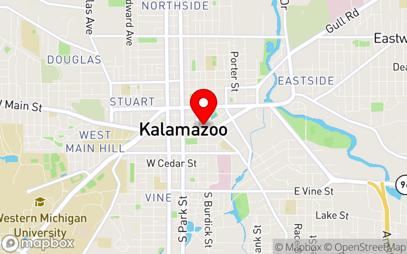 Map for 2025 Annual Conference at 100 W. Michigan Ave., Kalamazoo, MI 49007