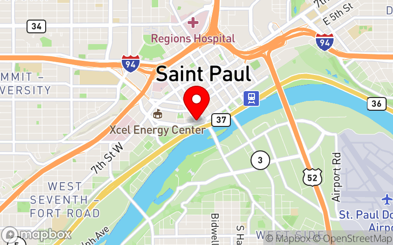 Map for 2025 NAMI Minnesota State Conference at 175 W Kellogg Blvd, St Paul, MN 55102