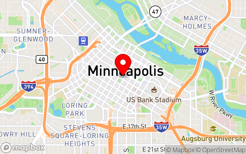 Map for NACBH 2025 Impact Symposium at Minneapolis, MN