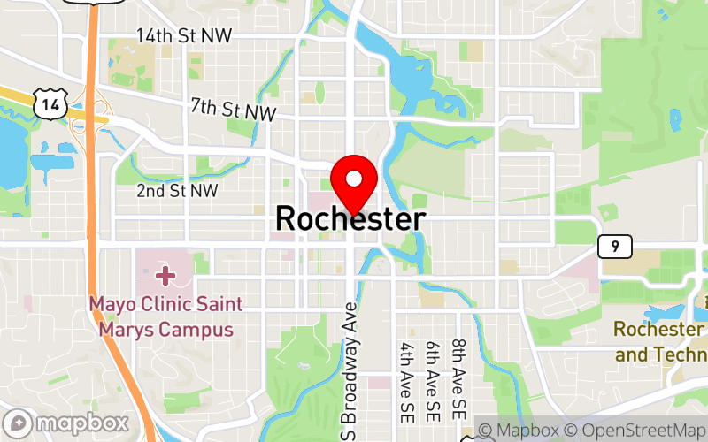 Map for Holistic Health and Well-Being 2025 CNE Nursing Conference at 10 E Center St, Rochester, MN 55904, United States