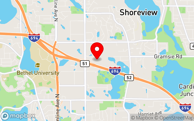 Map for Criminal Justice Mental Health Summit 2025 at 1000 Gramsie Road, Shoreview, MN 55126 Map for Criminal Justice Mental Health Summit 2025 at 1000 Gramsie Road, Shoreview, MN 55126