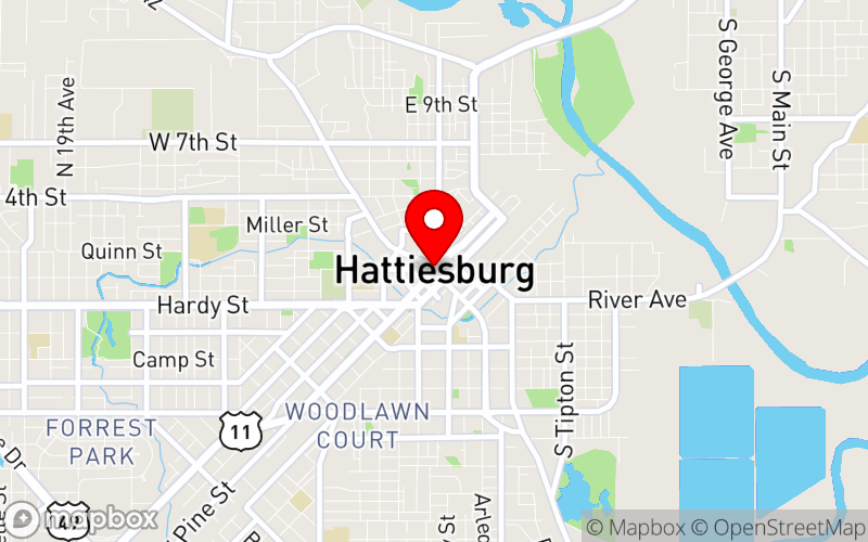 Map for Bridging The Gap: Mental Health & Crisis Intervention Teams 2025 Conference at Hattiesburg, MS