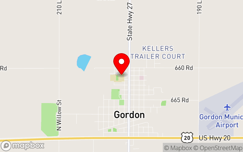 Map for Western Nebraska School Mental Health Conference at 810 N. Oak St., Gordon, NE 69343, US Map for Western Nebraska School Mental Health Conference at 810 N. Oak St., Gordon, NE 69343, US