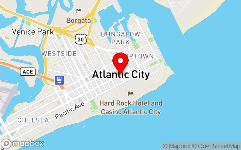 Map for Capital Health’s Annual Continuing Education Conference at Borgata Hotel & Casino, Atlantic City, NJ