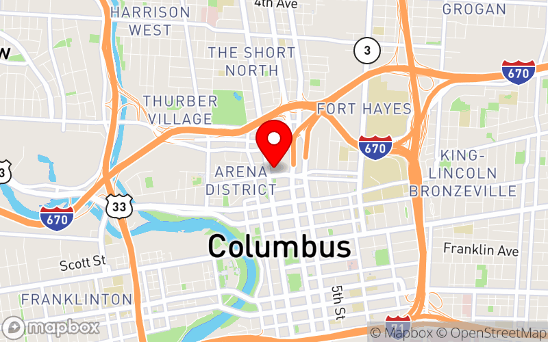 Map for Ohio's 2025 Mental Health & Addiction Conference at Hyatt Regency, Columbus, OH