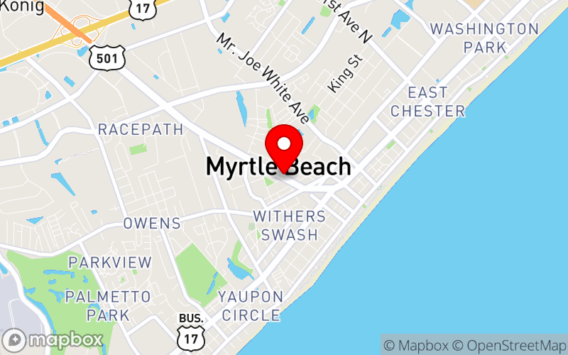 Map for 2025 Spring Workshops - School Psycs and Mental Health at Hilton Myrtle Beach Resort, Myrtle Beach, SC