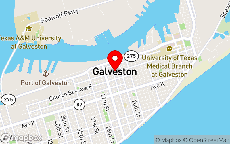 Map for Mental Health Education Conference 2025 at Moody Gardens Hotel & Spa, Galveston, TX