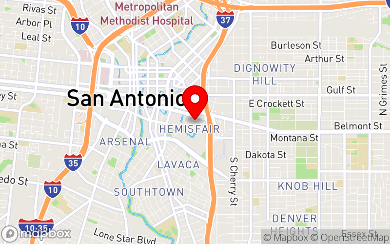 Map for Claritycon2025 Children's Mental Health Conference at 900 E Market St, San Antonio, TX 78205