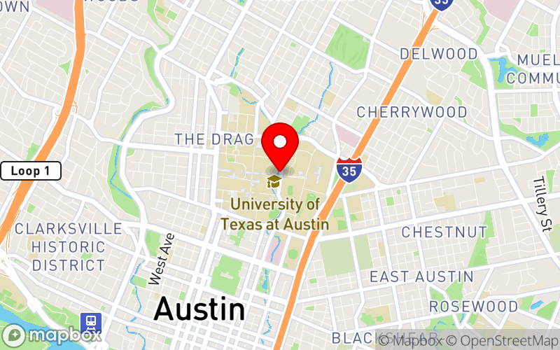 Map for Burnt Orange Resilience: Campus Mental Health in 2025 at 305 23RD ST E, Austin, Texas 78712