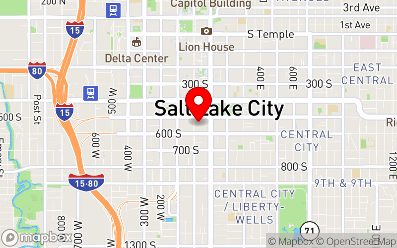 Map for 2025 Summer Conference - Salt Lake City, UT at 555 S Main Street, Salt Lake City, UT 84111