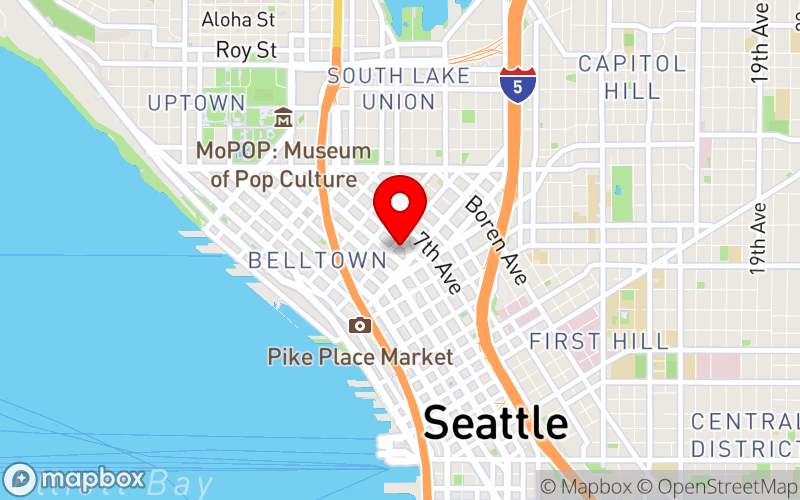 Map for 2025 International Congress on Integrative Medicine and Health at 1900 5th Ave, Seattle, WA 98101, USA