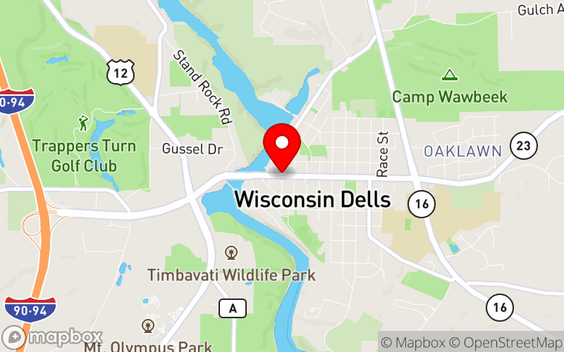 Map for 3rd Annual Wisconsin Peer Support Conference at Wisconsin Dells, WI